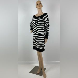 Black and White Leopard Print Sweater Dress